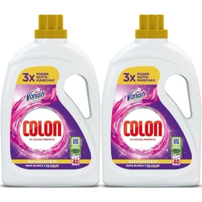 Imagen de Colon Vanish Powergel Detergente para lavadora con quitamanchas, adecuado ropa blanca y de color, formato gel 2x40 dosis
