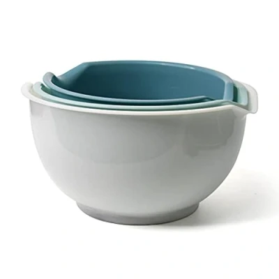 Imagen de Chiyyak 3pcs Plastic Mixing Bowl, Kitchen Utensils for Baking and Cooking Three Piece Salad Bowl Nesting Bowls Space Saving Storage