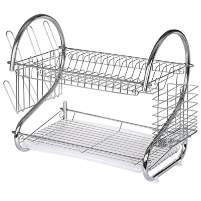 Imagen de TRIXES Estante para Cocina en Cromo Plateado 2 Niveles Secado Fuentes Platos Tazones Tazas Cubertería
