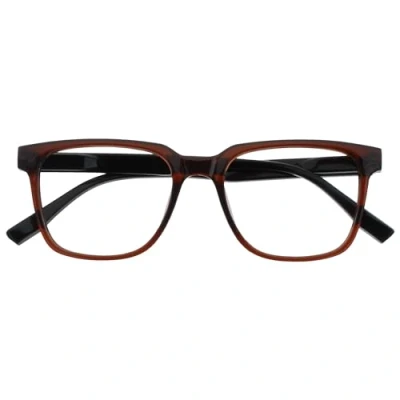 Imagen de OPULIZE LEO Gafas de Lectura Montura Rectangular Grande Marrón Patillas Negras Hombre Mujer Bisagras Muelle R55 2 +2.00