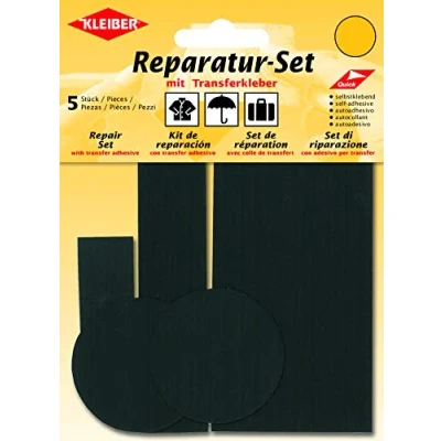 Imagen de Kleiber Juego de Parches reparación para Ropa, Nailon, autoadhesivos, 5 Piezas, Color Negro