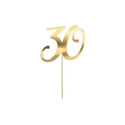 Imagen de PartyDeco Decoración para Tarta de Cumpleaños, Figuras Tarta, Topper Número 30 en Oro, Altura Aprox. 20,5 cm, 1 Unidad, Tartas, Aniversarios