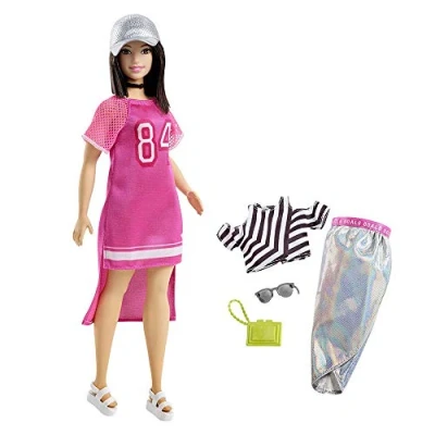 Imagen de Barbie Muñeca Fashionista Morena con Modas, Multicolor (Mattel FRY81)