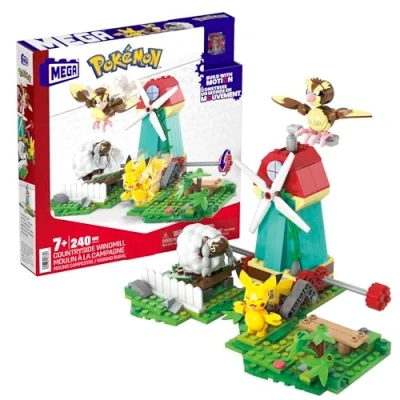 Imagen de MEGA Construx Pokemon Ciudad del Viento, 240 Bloques y Juego de construcción con Movimiento Pikachu, Wooloo Pidgey, Juguete +7 años (Mattel HKT21)