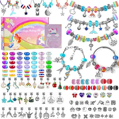 Imagen de LauCentral 164 PCS Kit para Hacer Pulseras, Juego de fabricación Joyas y bisutería, Regalo original Año Nuevo Cumpleaños Navidad Niñas 5 17 Años