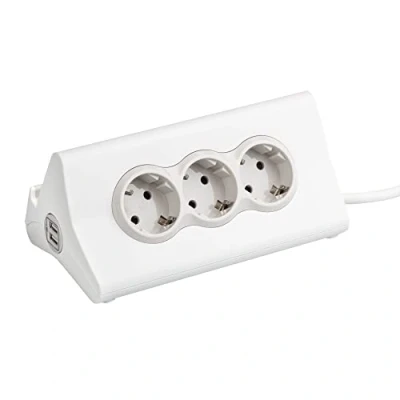 Imagen de Base multiple Momo 3 tomas 2P+TT 16A y 2 Puertos USB Legrand 694810Gris/Blanco