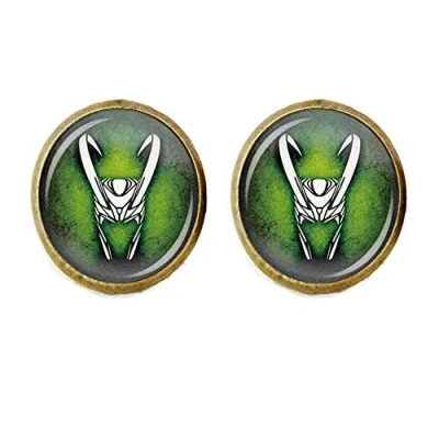 Imagen de Gemelos de cristal artístico, Loki dios las travesuras CuffLinks travesuras, Loki, 20MM, Metal, Iolita