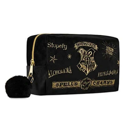 Imagen de Harry Potter Bolsa de Maquillaje para Mujeres, Adolescentes, niñas, Bolsas cosméticos Terciopelo Hogwarts, Accesorios Viaje, Regalos Black, Talla única, Neceser
