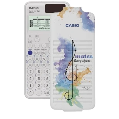 Imagen de Casio FX 991SP CW Calculadora Científica ilustrada con nota musical, Recomendada para el Currículum Español y Portugués, 5 Idiomas, más de 560 Funciones, Solar, Color Blanco