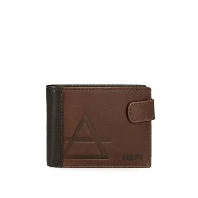 Imagen de Adept Jim Cartera horizontal con cierre de clic Marrón 11x8,5x1 cms Piel