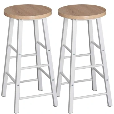 Imagen de WOLTU 2X Taburete de Bar Muebles Cocina Silla Comedor Alto para Salon Estructura Metal, MDF Roble Claro BH130hei 2