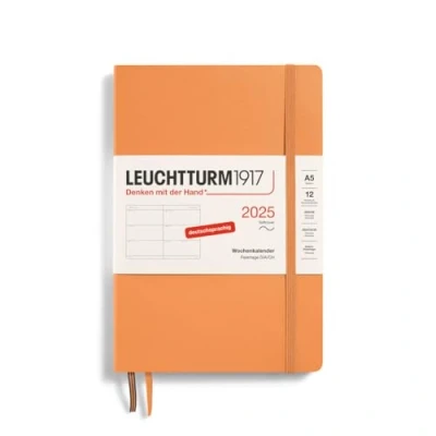 Imagen de LEUCHTTURM1917 370566 Agenda semanal (tamaño mediano (A5) 2025, tapa blanda, albaricoque, alemán