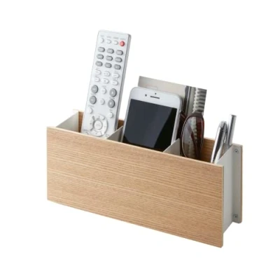 Imagen de YAMAZAKI 2732 RIN Soporte para bolígrafo y estante control remoto, blanco, Madera/Acero, minimalista, 25 x 7 10.2 cm