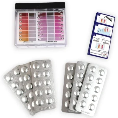 Imagen de prueba de cloro y pH para piscina con 60 pastillas rápidas cada una, 30 x DPD1 fenol rojo, kit prueba, agua, Hottub, acuario, accesorios piscina, medidor