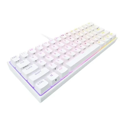 Imagen de Corsair K65 RGB MINI 60% Teclado Mecánico con Cable para Juegos Interruptores CHERRY MX ROJO Teclados PBT Double Shot Compatible iCUE QWERTY ES PC, Mac, Xbox Blanco