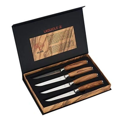 Imagen de LAGUIOLE Juego de 4 cuchillos para bistec con mango madera olivo