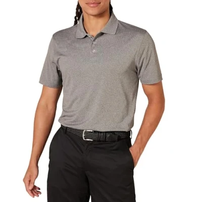 Imagen de Amazon Essentials Polo de Golf Secado Rápido Ajuste Entallado Hombre, Gris Chiné Moyen, S