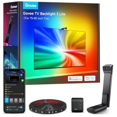 Imagen de Govee WiFi RGBICW de 5 M con Cámara, Luces LED TV Retroiluminación 3 Lite Fish Eye Función, 4 Colores en 1 Lámpara, Control por Voz y Aplicación, Tira adecuado para 75 a 85 pulgadas