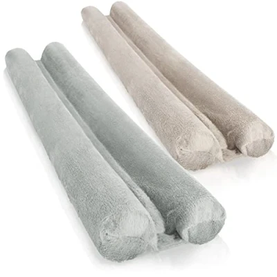 Imagen de COM FOUR® 2X Cortavientos para la Puerta Junta Inferior de Microfibra con Doble protección contra Corrientes Aire y Ruido (02 Piezas Gris/Taupe)