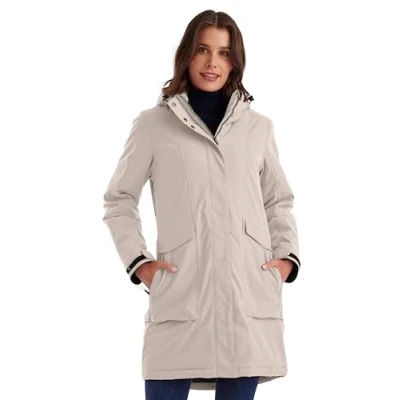 Imagen de killtec Mujer Parka/abrigo impermeable con capucha cremallera Damen Funktionsparka, hellsand, 42, 43284 000