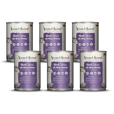 Imagen de VenandiAnimal Comida de Calidad para Gatos Caballo como monoproteína, húmeda, sin Cereales y Natural, Paquete 6 (6 x 400 g)