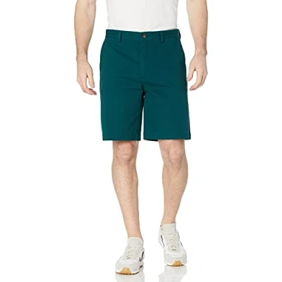 Imagen de Amazon Essentials Pantalones Cortos Chinos de 23 cm con Corte Clásico Hombre, Verde Oscuro, 33W