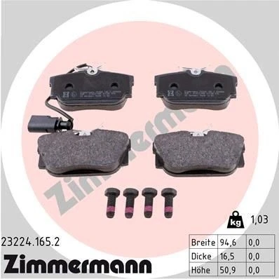 Imagen de ZIMMERMANN 23224.165.2 Juego de pastillas freno con contacto avisador desgaste tornillos Foto correspondiente a la entrega