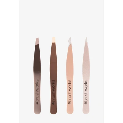 Imagen de Brushworks Hd 4 Piece Combination Tweezer Set Gold