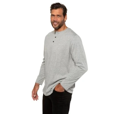 Imagen de JP 1880 Shirt, Henley, Langarm, Knopfleiste, Bis 8xl, Camiseta para Hombre, Gris (Melange), XXL