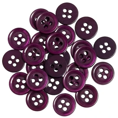 Imagen de AERZETIX C67933 Juego de 25 Botones coser redondos Ø11.5x2mm con 4 agujeros 18L L18 borde color lila oscuro en plástico apertura 1.8mm moda mercería costura ropa decoración