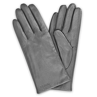 Imagen de Navaris Guantes de cuero para mujer Con función táctil pantalla 2x Guante piel genuina napa y forro cachemira