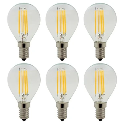 Imagen de Bombillas de Filamento LED E14 4W, G45 Retro Vintage Edison LED, No Regulable, Blanca Cálida 2700K, 350LM, Equivalente a 40W Incandescente, 6 unidades