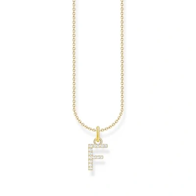 Imagen de THOMAS SABO Collar con letra F, plata chapada en oro circonitas, KE2245 414 14