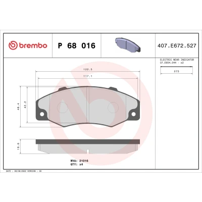 Imagen de BREMBO P 68 016 Juego de pastillas freno con contacto avisador desgaste sin accesorios RENAULT: 21 Berlina, Hatchback, Familiar