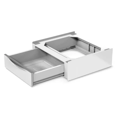 Imagen de Meliconi Base Torre Extra L60, Kit de Soporte Universal para Secadora, Secadora Premontado con Cajón 28 L, Correa Seguridad Incluida, Capacidad Carga 250 Kg, Blanco