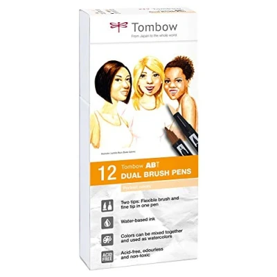 Imagen de Tombow ABT Dual Brush Estuche con 12 Rotuladores Acuarelables de Doble Punta en Colores para Retratos