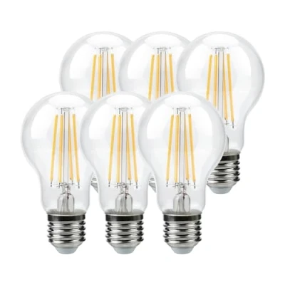 Imagen de Garza Pack de 6 Bombillas Filamento Estándar, Casquillo E27, Luz Cálida 2700K, 7W, 810 Lúmenes, No Regulable