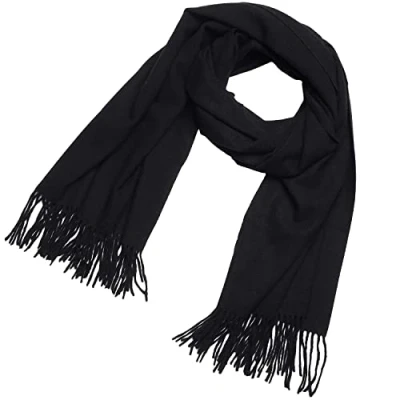 Imagen de DonDon Bufanda mujer invierno grande Chal Estola Cálido y suave 200 x 70 cm Negro