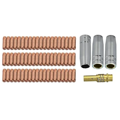 Imagen de RIVERWELD Mig Mag Consejos de contacto M6 0.6 mm Boquilla gas 145.0075 Soporte punta 002.0078 para MB15 15AK CO2 Torcha soldadura 64 piezas