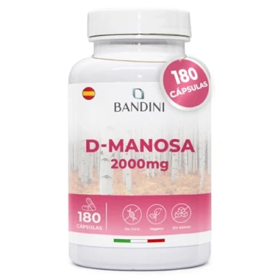 Imagen de Bandini® D Manosa Pura 2000mg de Alta dosificación 180 Cápsulas Veganas Suplemento Natural Potencia Sin OGM Químicos ni Aditivos Añadidos Para 2 Meses Suministro
