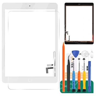 Imagen de para iPad Air 1 1ª generación digitalizador de Pantalla táctil Repuesto Vidrio, 5 A1474 A1475 A1476 Kit Piezas reparación Panel (no LCD, con botón Inicio) (Blanco)