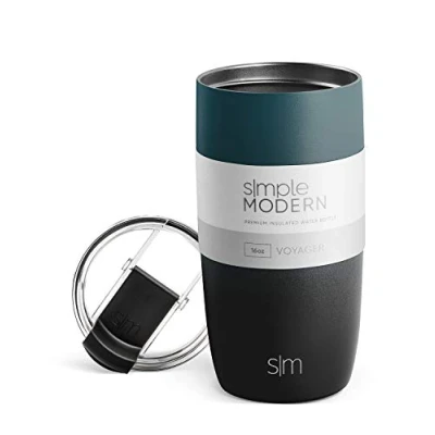Imagen de Simple Modern Vaso Termico Cafe para Llevar con Tapa Abatible Taza Termica de Café Helado Acero Inoxidable Aislada Regalos Mujeres &amp; Hombres Voyager 470ml Moonlight