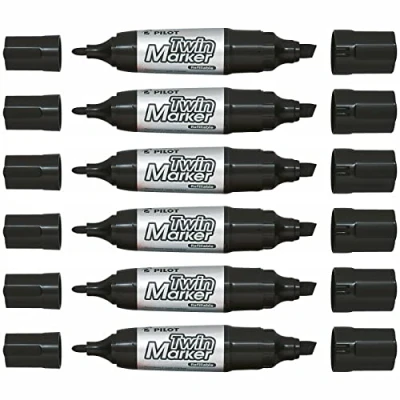 Imagen de PILOT Lot de 12 Marqueurs permanent &quot;Twin Marker Jumbo&quot;, Noir