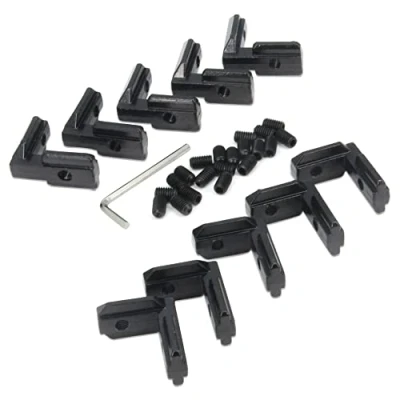 Imagen de Zeberoxyz 10 soportes de esquina negros en forma L, serie 4040,con tornillos M6 para perfil extrusión aluminio ranura 8mm (soporte L la 4040 negro)