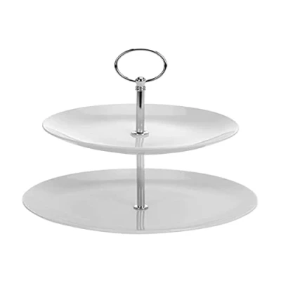 Imagen de Della Cucina Porselein Soporte para Tartas (2 Capas), Blanco