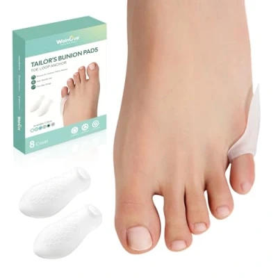 Imagen de Welnove Tailor&#039;s Bunion Corrector Pads 8 Pack Pinky Toe Protector, with Separator for Women Men, Gel Shield Foot Pain Relief(Regular Pads)
