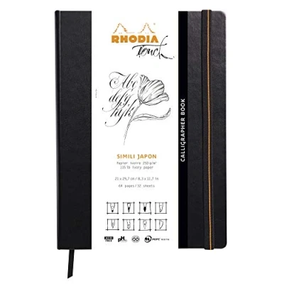 Imagen de Clairefontaine 116125C Cuaderno forrado rígido Rhodia Calligrapher Book de 64 hojas papel sintético japonés liso natural, 21 x 29, 7 cm, 250 g (formato retrato)