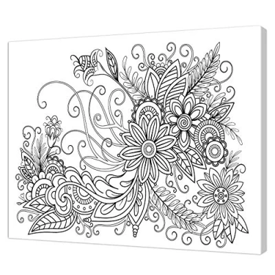 Imagen de pintcolor 9104 marco con Lienzo impreso para colorear, Wood, Color blanco/Negro, 50 x 40 3.5 cm