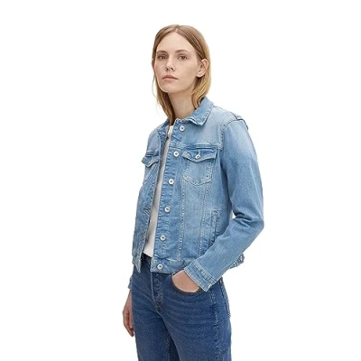 Imagen de TOM TAILOR 1016402 Chaqueta vaquera de algodón orgánico para Mujer, Azul (10142 Light Stone Blue Denim), XXL