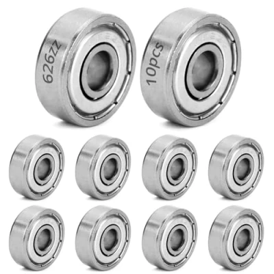 Imagen de QWORK 10pcs rodamientos de bolas 626ZZ, ranura profunda en miniatura doble blindaje metal, 6x19x6mm, acero al carbono